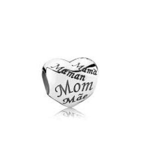 Pandora "Mom" Engraved Silver Heart Charm